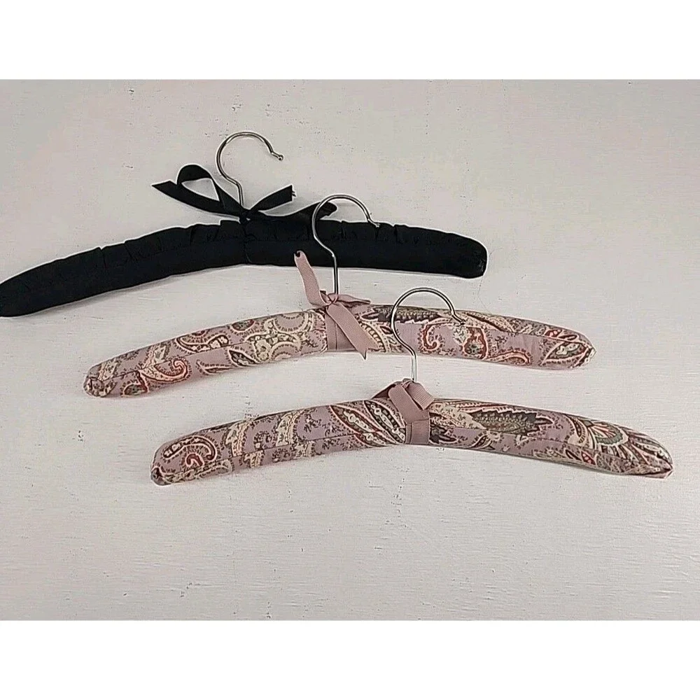 Vintage 9 Padded Satin Lace Lingerie Clothes Hangers‎ Plastic Coated Or Metal